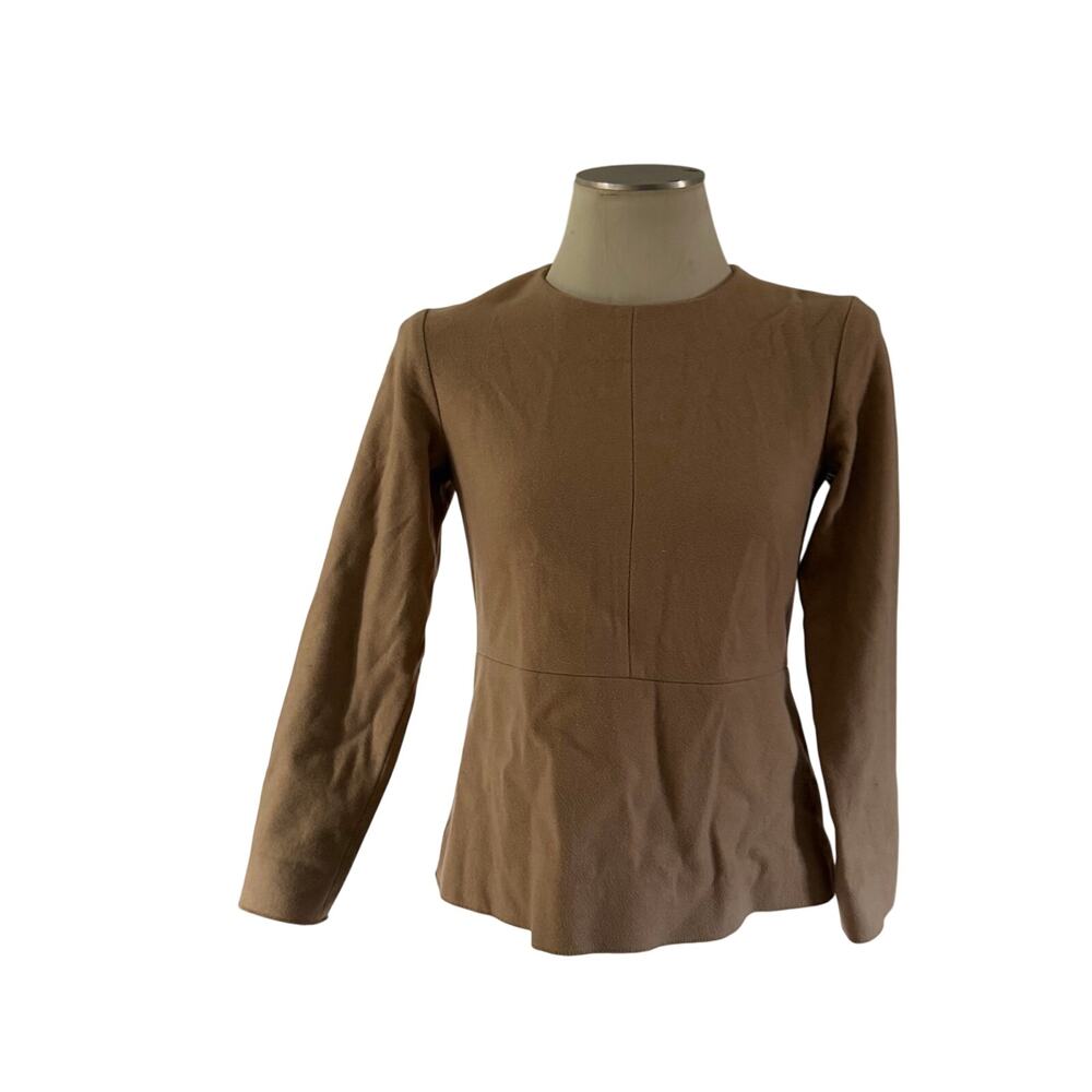 Cos Camel Brown Wool Blend A Line Top 36 / S